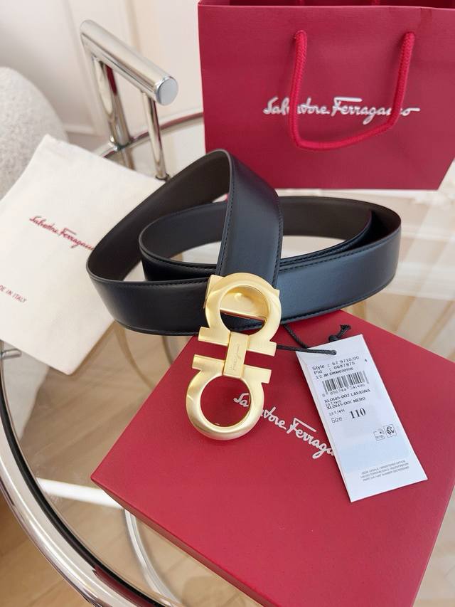 3.5Cm Ferragamo Original Leather. Precision Brass Hardware, Genuine Factory Ip P
