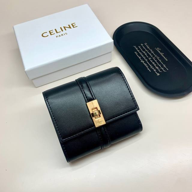 Celine 10523 Color Black Apricot Brown Size 11*10*5 Celine Short Wallet Is A Ver