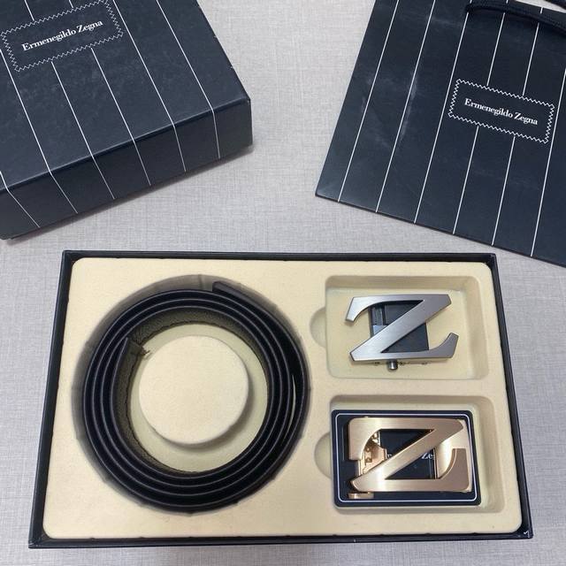 Double Buckle Gift Box Set With Gift Box Zegna Gift Box Set Belt Hot Sale 3.5Cm