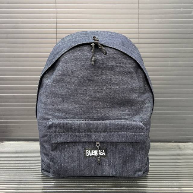 Balecntaga Balenciaga Washed Denim Backpack Unisex Backpack Classic Replica Desi