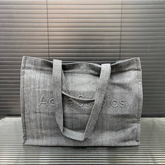 Acne Studios Logo Letter Embossed Logo Canvas Tote Bag Tote Bag Shopping Bag Sho