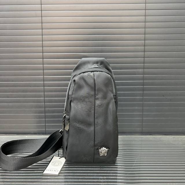 Versace Canvas Printed Chest Bag Nylon Cloth Crossbody Shoulder Bag Daily Travel