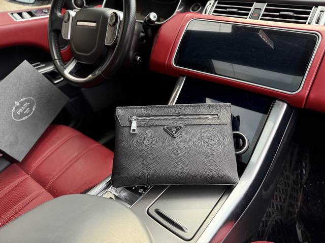 High-End New Prada Clutch Bag Prada Prada First-Layer Cowhide Clutch Bag Busines