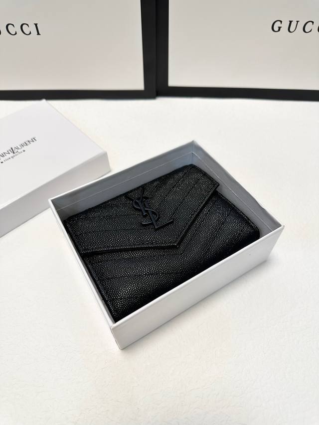 Color Black Size 10X9 Saint Laurent Popular Cowhide Small Wallet Classic Style F