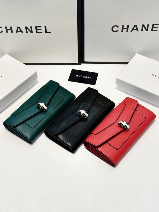 Color Black Green Red Size 19X10 Bulgari Original Cowhide Wallet Super Strong Wo