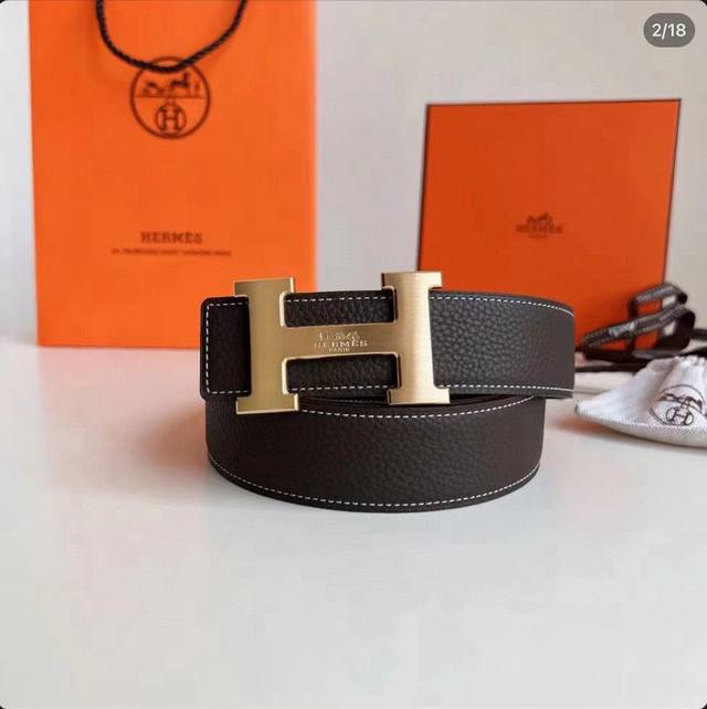 H Men's Double-Sided Leather Belt 38Mm Uses The Latest Cowhide Material From The