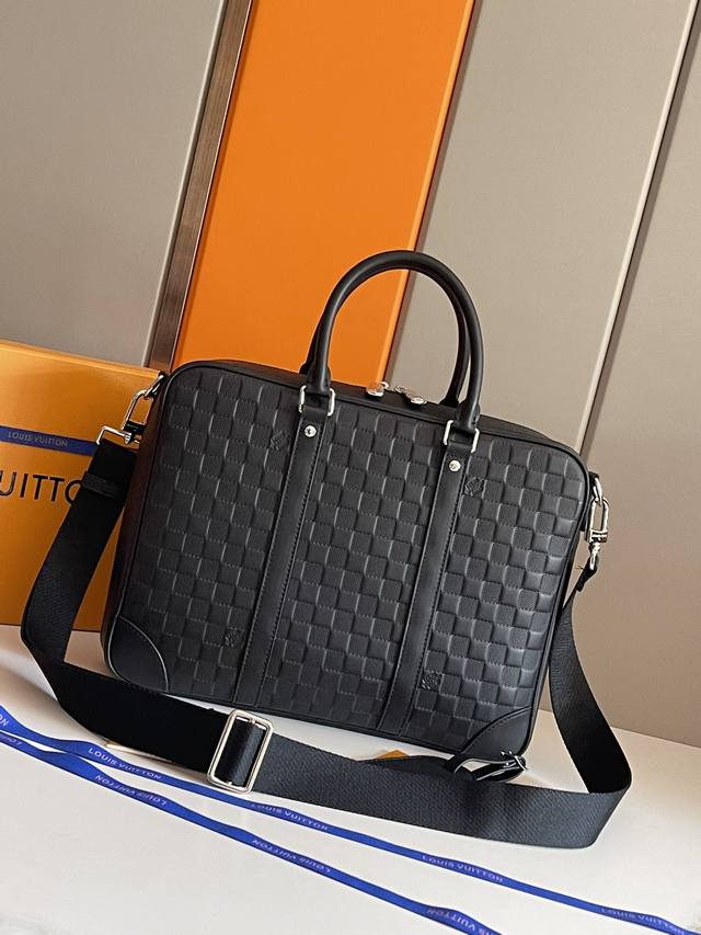 Top Original Quality ~ M45288 Black Embossed Top Layer Leather Sirius Briefcase