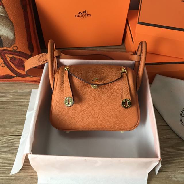 Top Cowhide With Gift Box, All-Match Mini Lindy 19Cm Imported Togo Cowhide With
