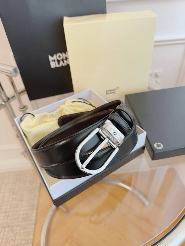 Montblanc 3.5Cm Original Leather. All Steel Hardware, Genuine Factory Ip Plating