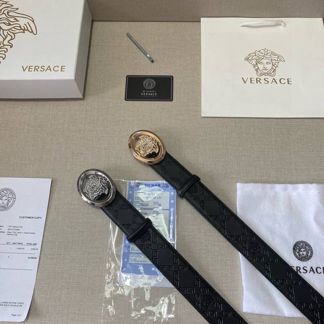 Brand: Versace Grade: Custom Cow Leather, New Model. Band Width 3.8Cm. Fine Oil