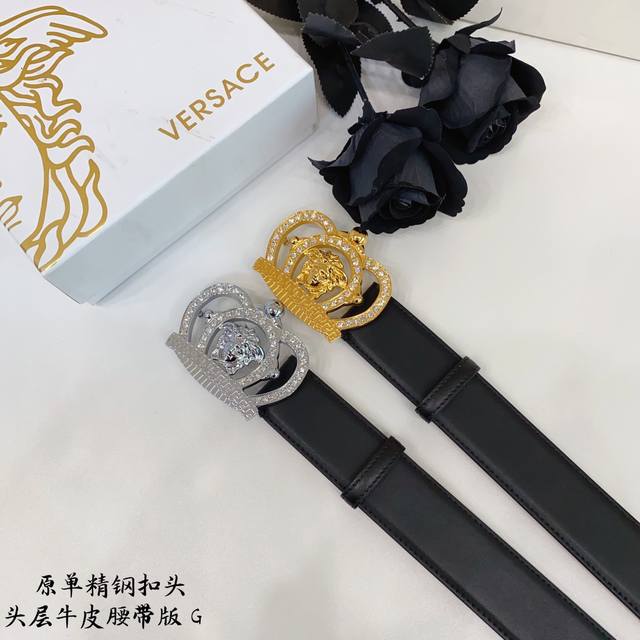 Versace Original New Product. The Belt Body Is Made Of Double-Sided Italian Impo