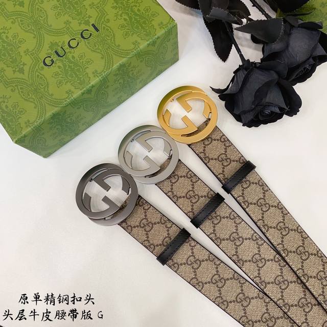 Gucc Original New Product From Gucci. The Belt Is Made Of Double-Sided Italian I