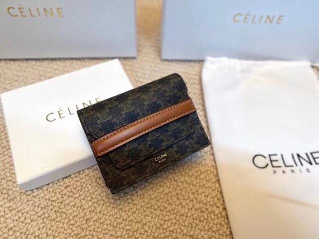 Celine 31535 Color Black Print Size 10.5*9*4 Celine Counter Triomphe Canvas Logo
