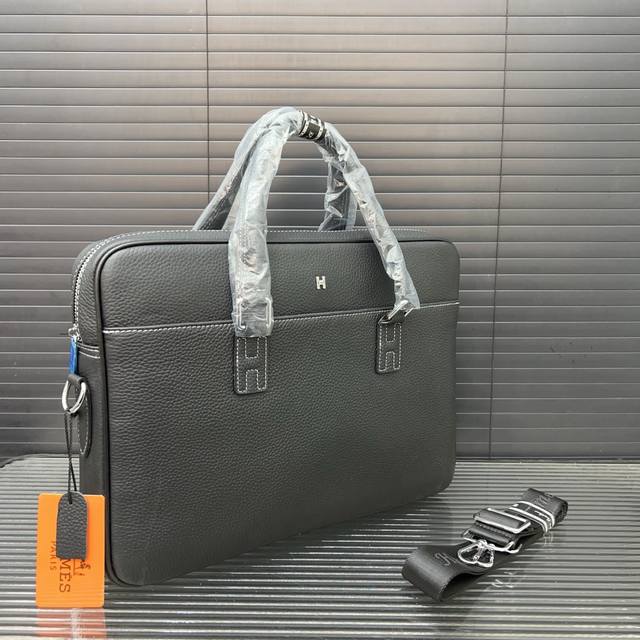 Herm S Hermes Men's Top Layer Cowhide Briefcase Computer Bag Crossbody Handbag C