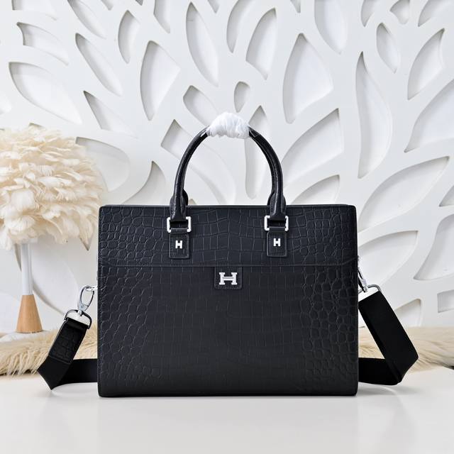 Hermes-Herm S Latest Men's Briefcase Made Of Top-Grade Calfskin, Noble Hardware