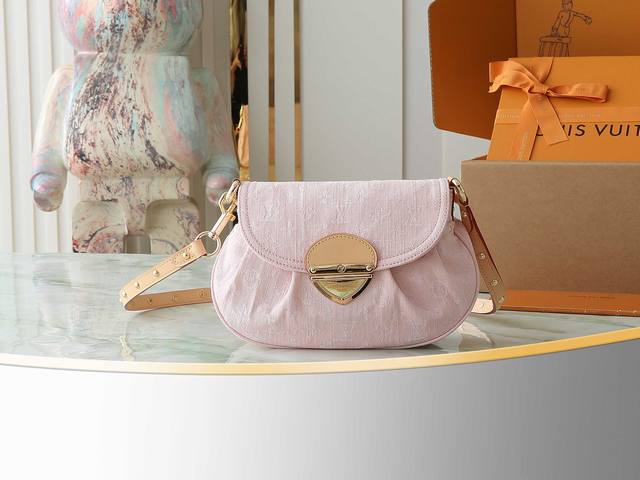 Top Original Home Real Shot M13347 Pink Denim Armpit Bag Shoulder Bag Sunset Han