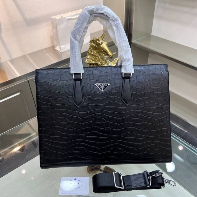 Prada Prada's New Briefcase Is Made Of Imported Crocodile Leather, Top-Grade Pol