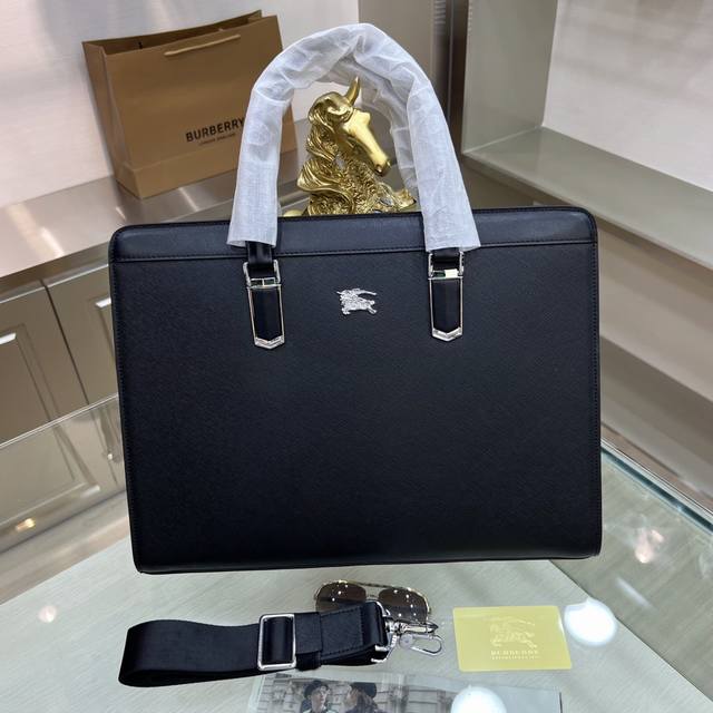 Burberry Burberry Men's Briefcase Is Made Of Cross-Grain Cowhide To Create A Sli