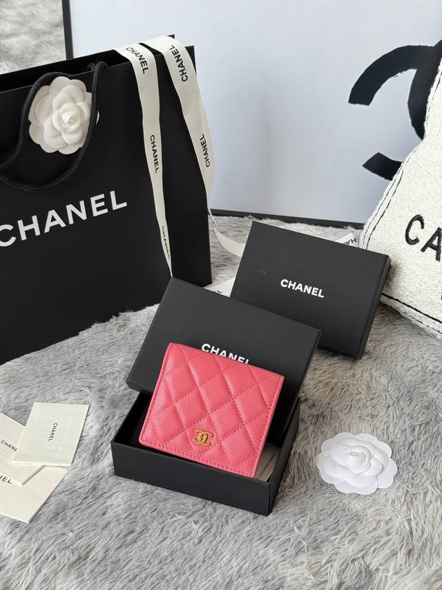 New Chanel Short Folding Wallet Arrived Made Of Imported Cowhide With Coin Pocke
