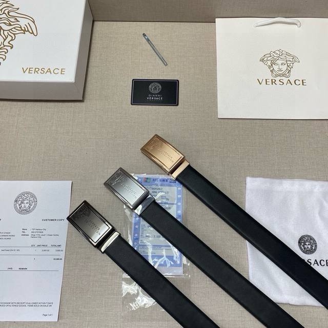 Brand: Versace Grade: Customized Cowhide, New Model. Width 3.5Cm. Oil Edge Exqui