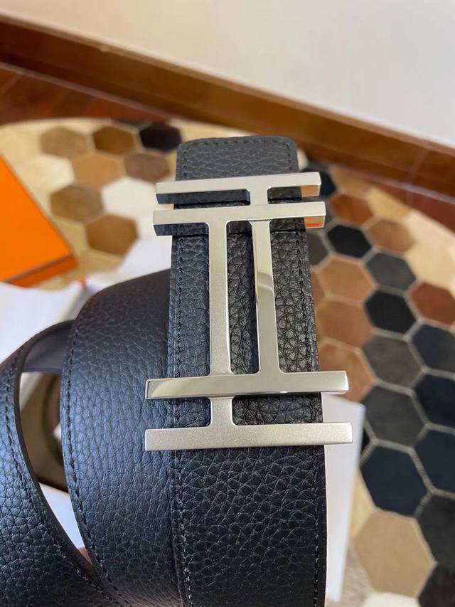 Hermes Original Quality Classic Men's Belt Counter Togo Leather With Fine Steel