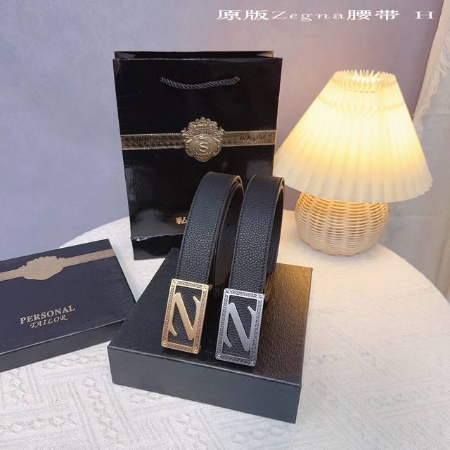 Original Quality Punching Brand: Zegna Men's Color: Black Buckle: Gold And Silve