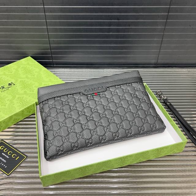 Gucci Gucci Cowhide Men's Clutch Handbag High-End Quality Delivery Dust Bag Spec
