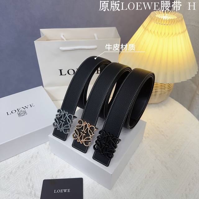 Original Quality Punched Brand: Loewe Men's Color: Black Buckle: Gold, Silver An