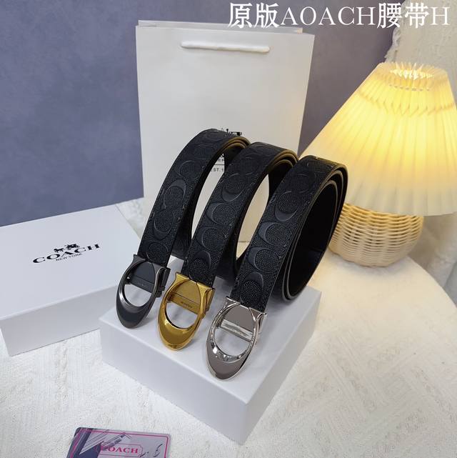 Original Quality Punching Brand: Coach C Men's Color: Black Buckle: Gold And Sil