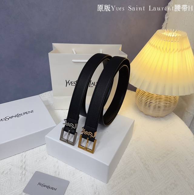 Original Quality Punching Brand: Ysl Women's Color: Black Buckle: Gold And Silve