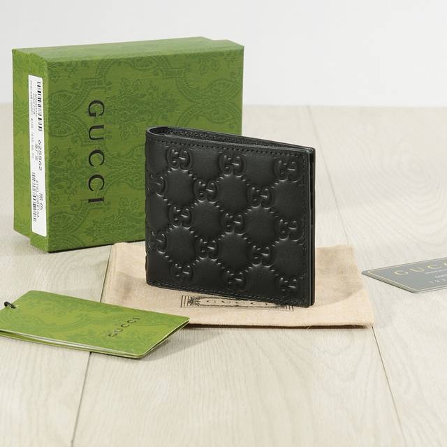 Color Black Size Short 11X10 Gucci Counter Model Men's Short Fold 1:1 Cowhide Fe