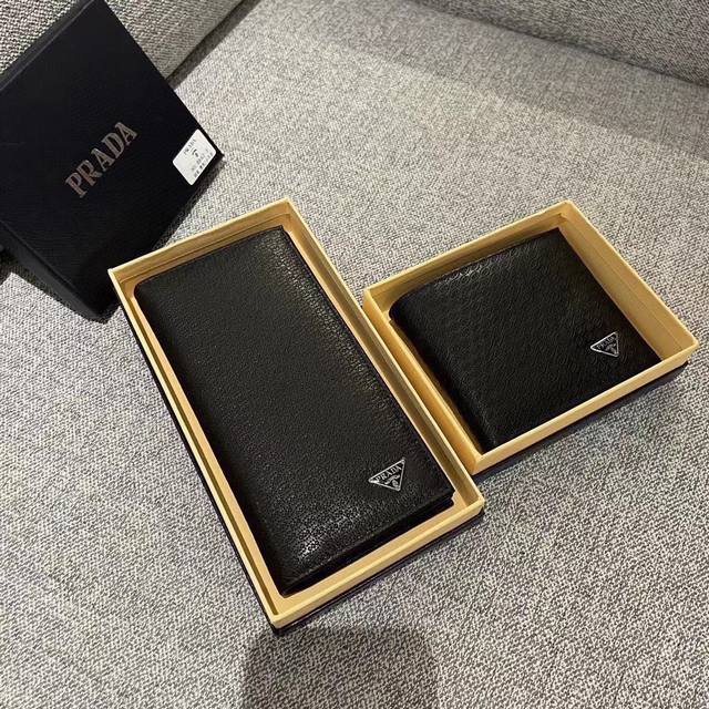 Short And Long Color Black Size Long 19X10 Short 12X10 Prada Men's Soft Leather