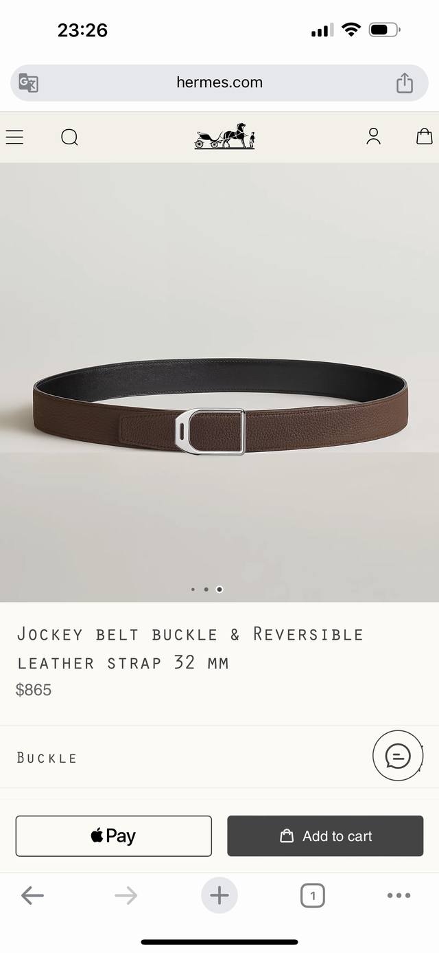 Jockey Belt Buckle & Reversible Leather Strap P40Mm