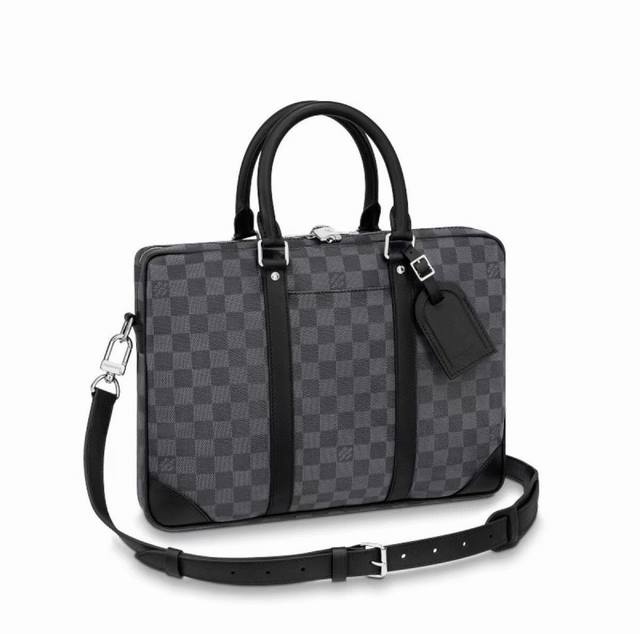 Top Original N40445 Black Grid This Voyage Small Briefcase Is Made Of Damier Gra