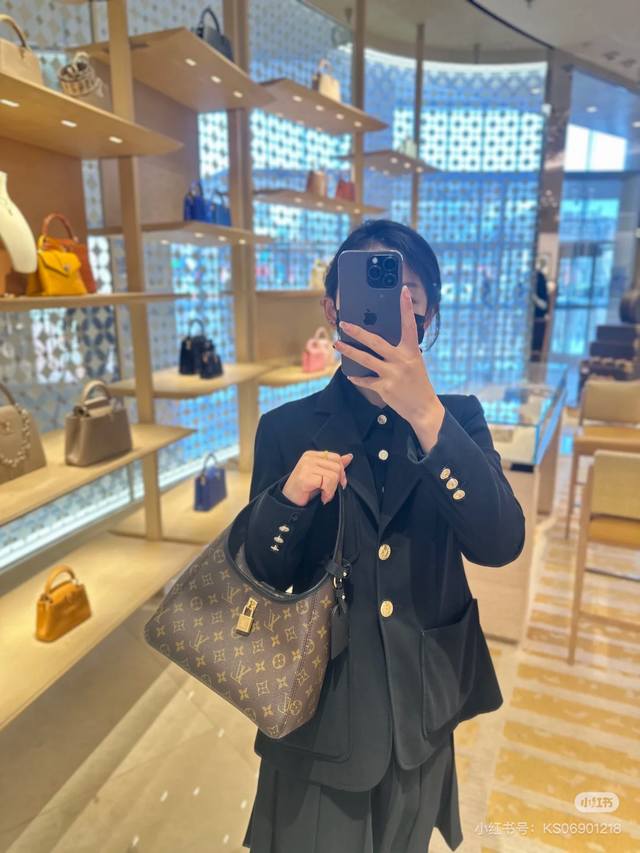 M12940 Black Handbag With Monogram, New For The Season, The Drop Small Handbag I