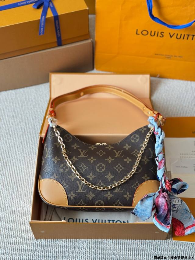 Original Version Of Cowhide, All Steel With Silk Scarf Lv Boulogne Messenger Bag