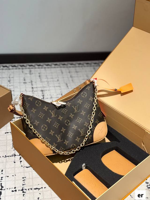 Lv New Style Lv New Boulogne Croissant Bag Zipper Old Flower Leather Shoulder St