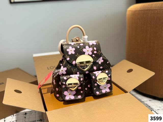 Lv Sakura Series Duma Backpack New Style Small Bb Backpack With Old Flower Top G