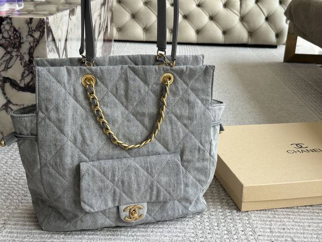 Original Cloth Chanel Denim Embroidered Shopping Bag Is Shipped, Super Soft And