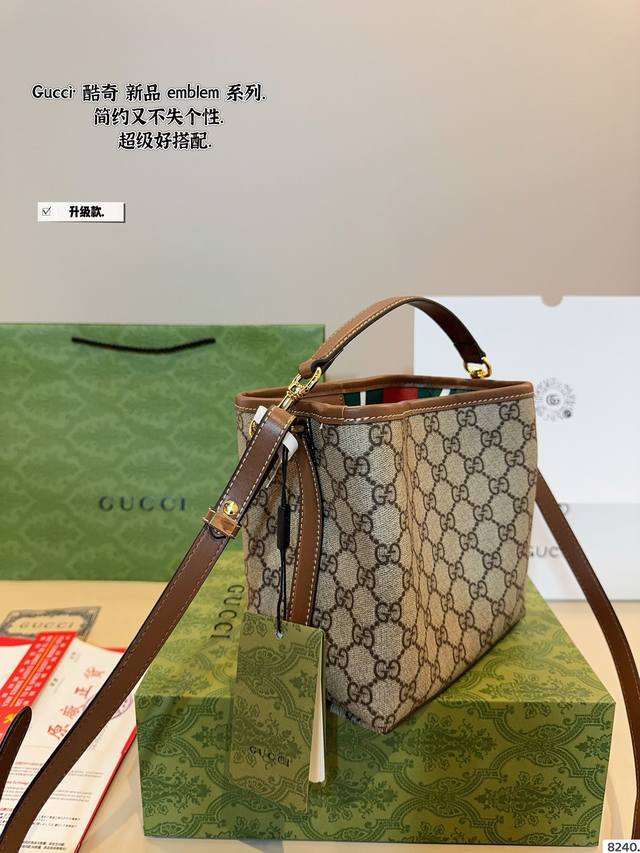 With Gift Box. Gucci Cool New Product Fortune Bucket Bag A Model Full Of Atmosph