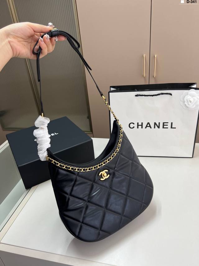Chanel 25P Bow Hobo Underarm Bag D-341 Size 27 18 Folding Box
