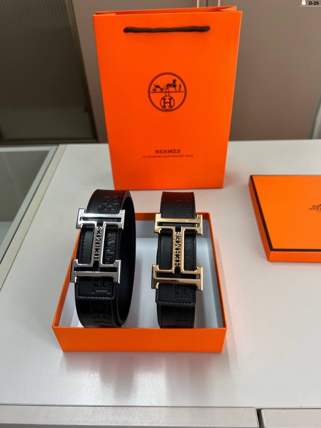 Hermes Men's Leather Belt D-29 Full Set Package + Handbag