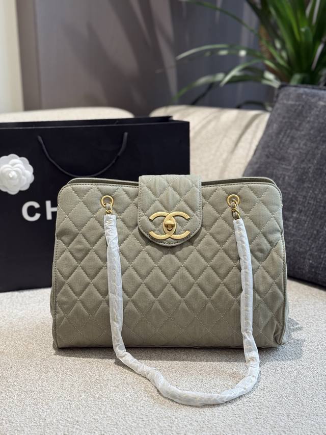 Chanel Denim Used Shopping Bag 35 27
