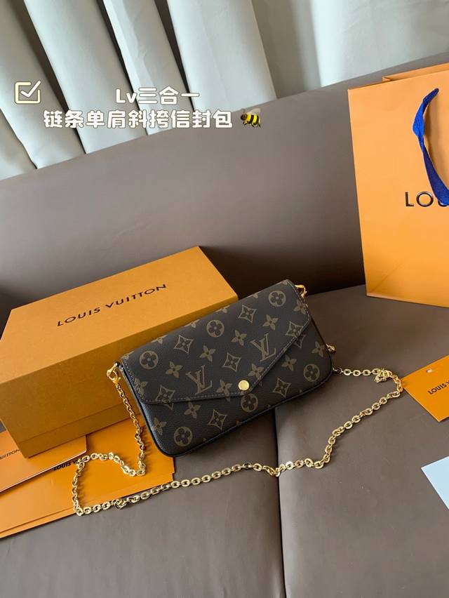 With Gift Box. Lv Louis Vuitton Pochette New Three-In-One Chain Shoulder Crossbo