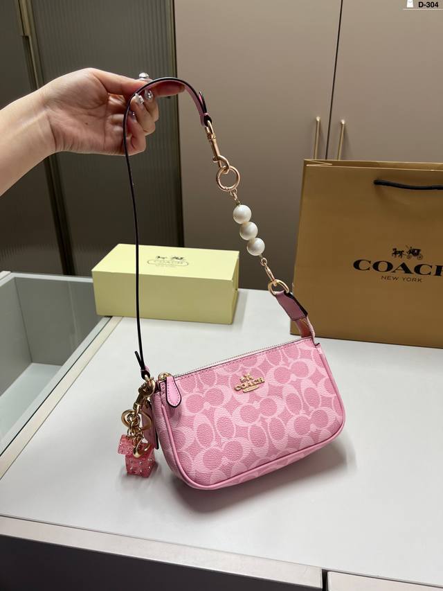 With Pendant + Pearls Coach Pink Mahjong Bag New Color Nolita Mahjong Bag Is Fre