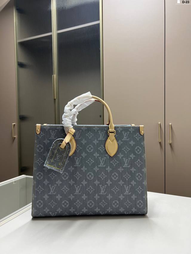 Lv Onthego Denim Tote Bag Retro And Elegant Full Of High-End Feeling Moderate Si