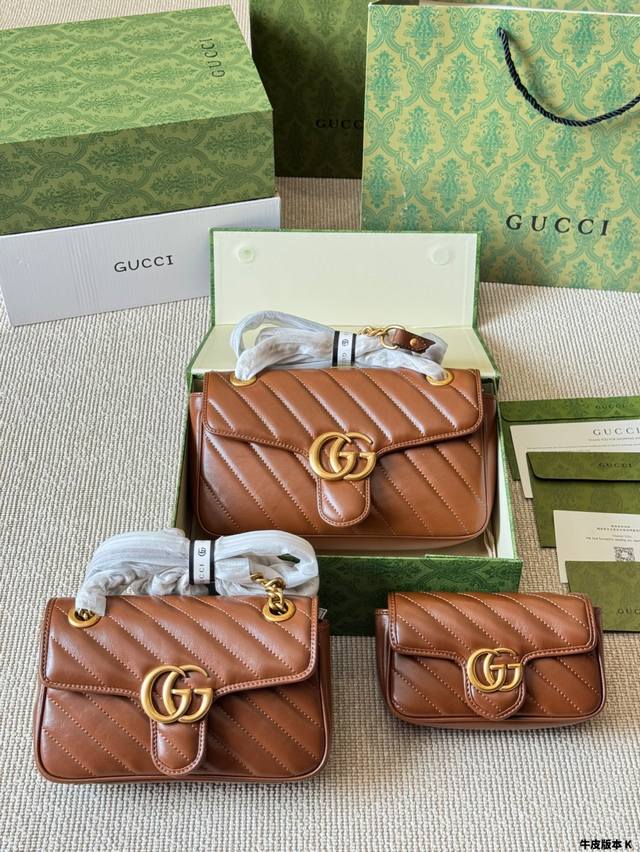 Cowhide Version Gucci Gucci Classic All-Match Marmont Cool Double G Embroidered