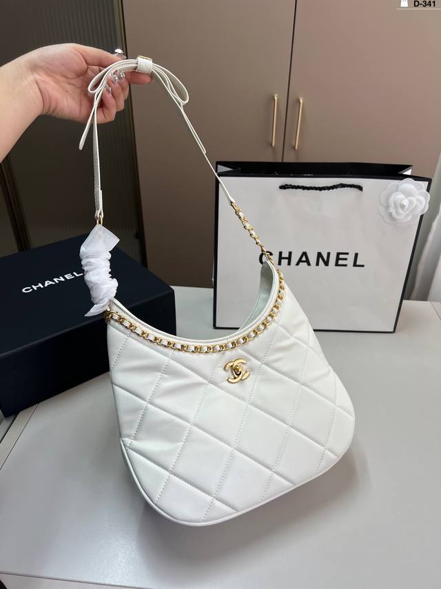 Chanel 25P Bow Hobo Underarm Bag D-341 Size 27 18 Folding Box