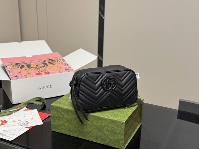With Folding Box Airplane Box Gg Marmont Camera Bag With Double Gucci Metal Acce