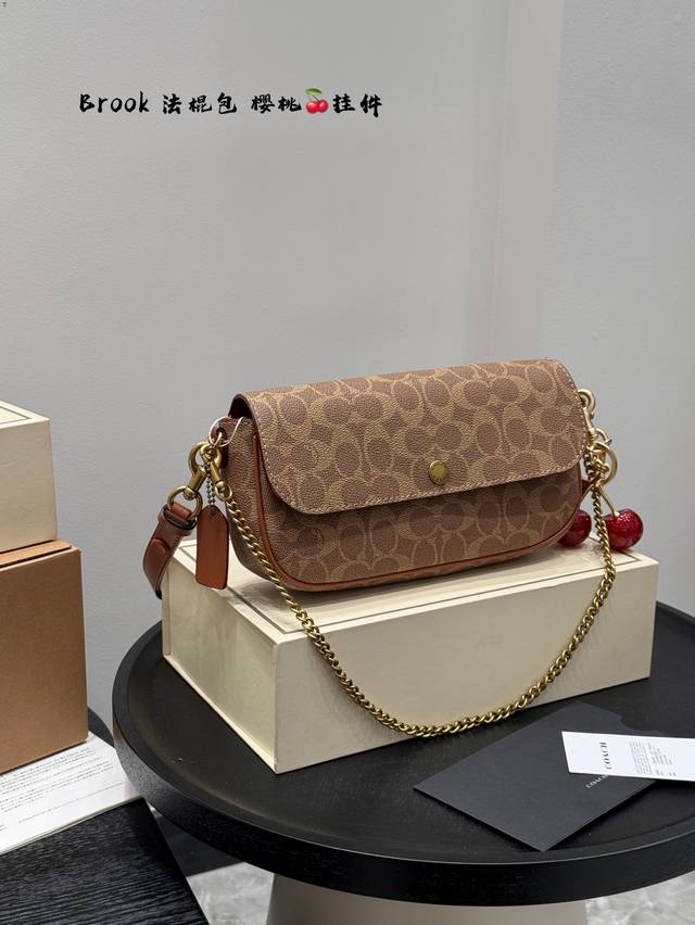 Gift Box Packaging Replica Version! With Cherry Pendant Coach Brook Shoulder Bag